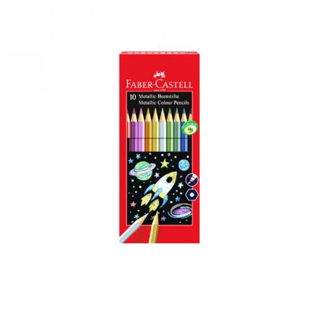 Изчерпани продукти  Комплект 10 цв цветни моливи за рисуване металик Faber-Castell