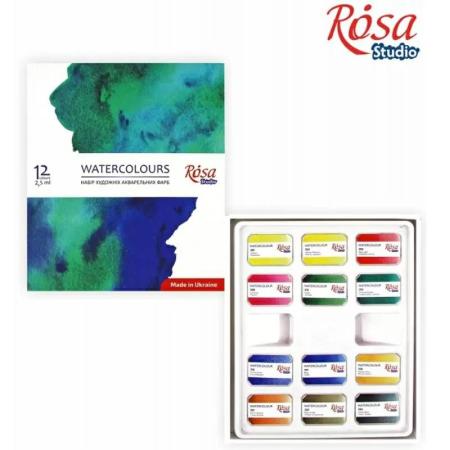 Изчерпани продукти  Акварелни бои в комплект 12 цвята Rosa Studio
