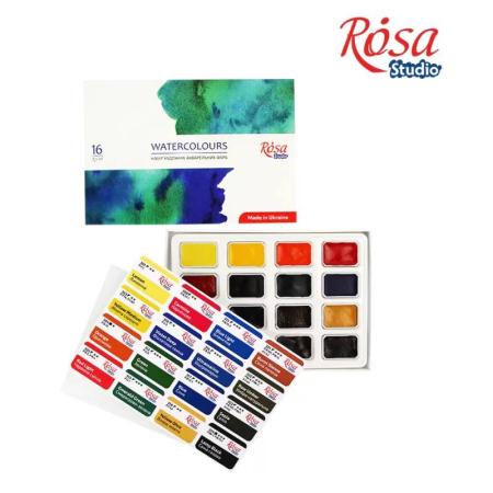 ЗА ХУДОЖНИКА  Акварелни бои в комплект 16 цвята Rosa Studio