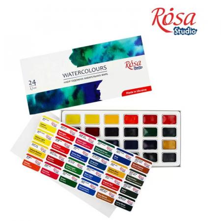 ЗА ХУДОЖНИКА  Kомплект 24 цвята aкварелни бои Rosa Studio