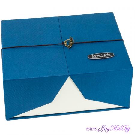 Изчерпани продукти  Комплект 3 бр. стилни подаръчни кутии с бижу в синьо