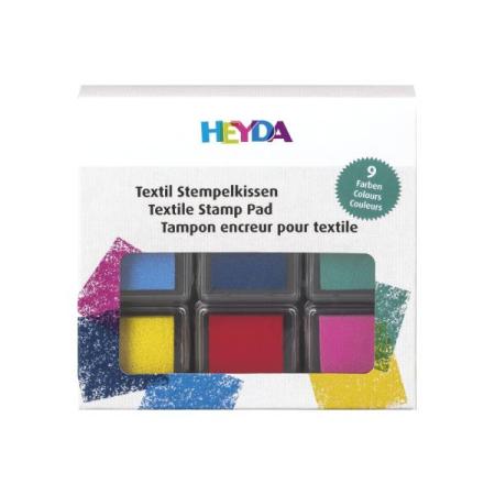 ЗА ХУДОЖНИКА  Комплект 9 Цвята Тампони за Печат с Текстилна Боя, 3 x 3 cm Heyda