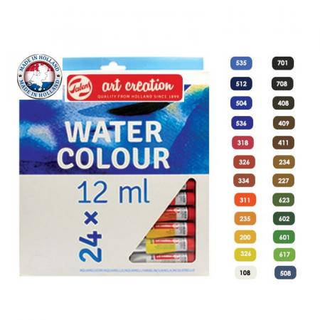 ЗА ХУДОЖНИКА  Комплект акварелни бои в тубички 24 цвята Talens