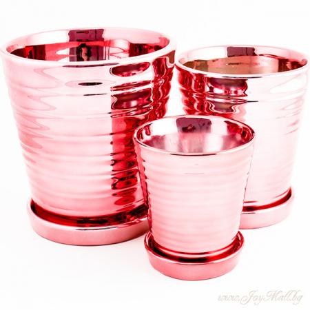 Изчерпани продукти  Комплект керамични саксии розово