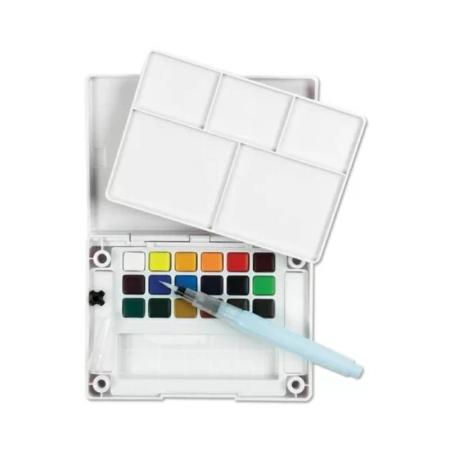 ЗА ХУДОЖНИКА  Комплект с 12 цвята акварелни бои Sakura Koi - Пленер + четка