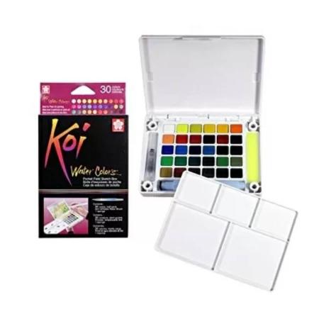 ЗА ХУДОЖНИКА  Комплект с 30 цвята акварелни бои Sakura Koi - Пленер + четка