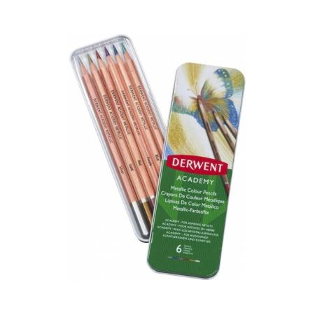 Изчерпани продукти  Металикови Акварелни Моливи, 6 Цвята Derwent Academy