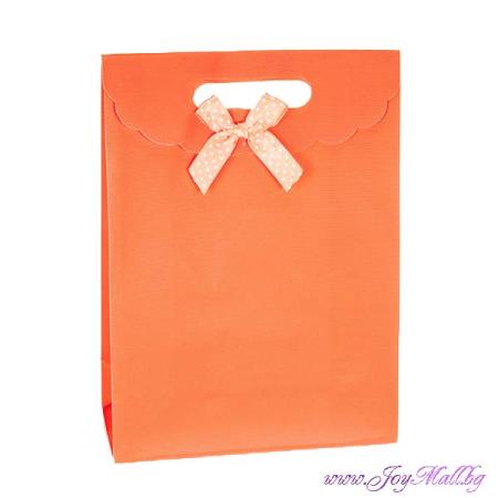 Изчерпани продукти  Пластмасови оранжеви торбички с панделка  в пакет 10 бр.