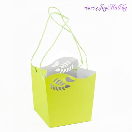 Изчерпани продукти  Подаръчна торбичка за цветя в зелено