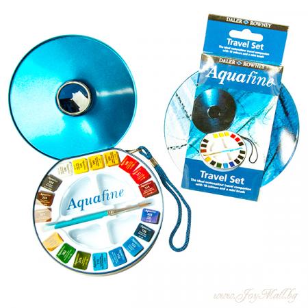 Изчерпани продукти  Туристически комплект акварелни бои Aquafine 18 half pan и четка 